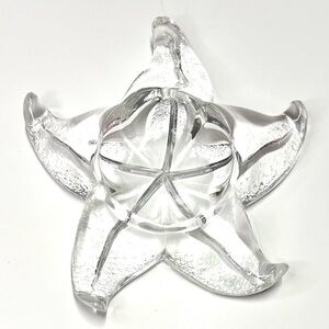 Clear Glass Starfish Candle Holder Trinket Dish Beachy Summer Decor